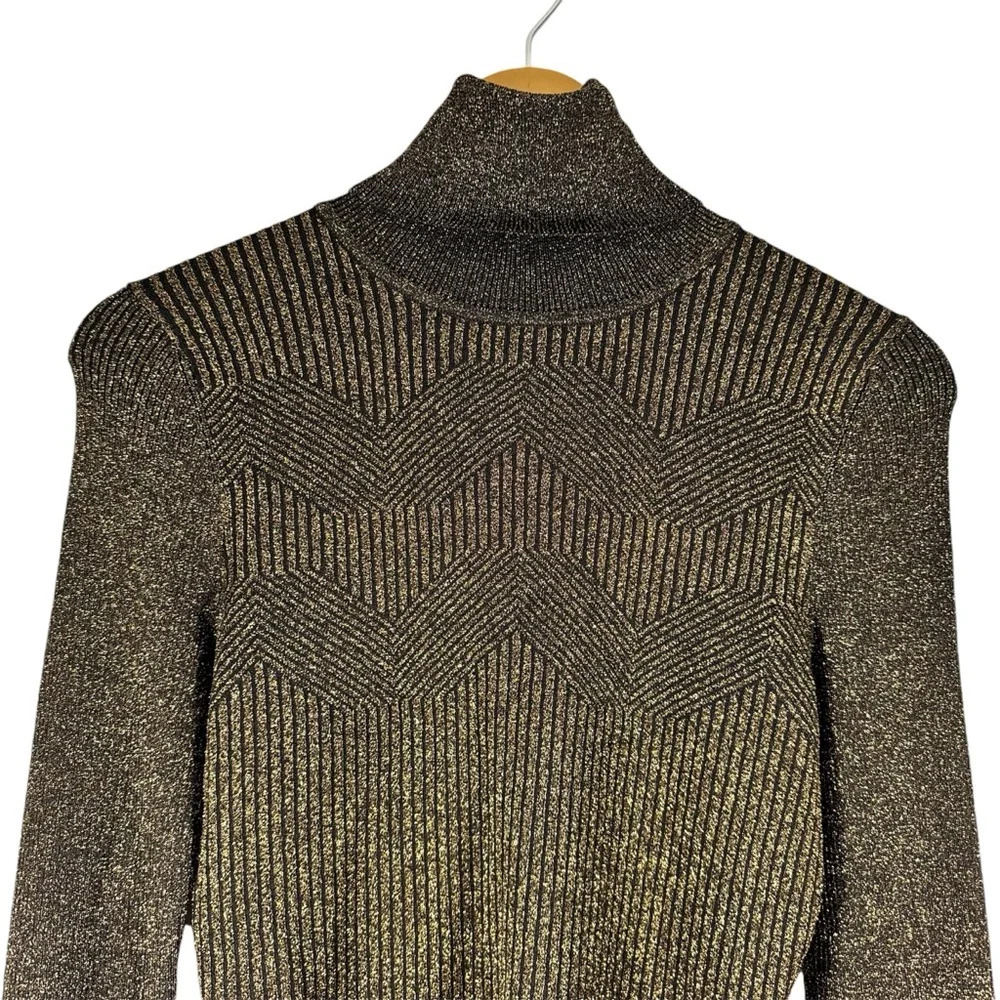 Antonio Melani black and gold metallic knit turtleneck sweater size small NWT - Picture 1 of 8